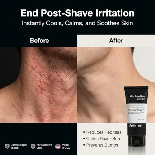 Anthony After Shave Balm for Men, Cooling & Hydrating Lotion with Vitamins A, C & E, Aloe Vera & Botanical Extracts, 3 fl oz, Aftershave Soothes, Moisturizes & Nourishes Skin, Reduces Razor Burn