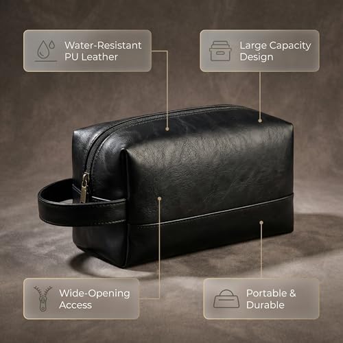Men's Travel Toiletry Bag - Water-Resistant Dopp Kit Organizer