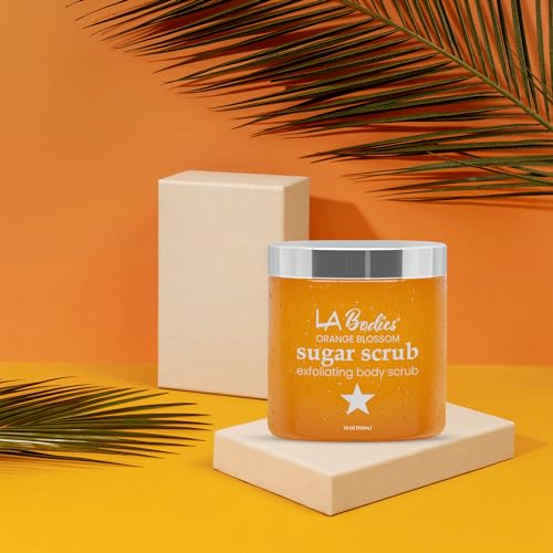 Sugar Scrub Exfoliating with Orange Blossom and Other Natural Ingredients for Body Scrub and Foot Scrub - Soft Scrub for Nourishing Essential Skin Care, 20 oz (592 mL), Made in USA