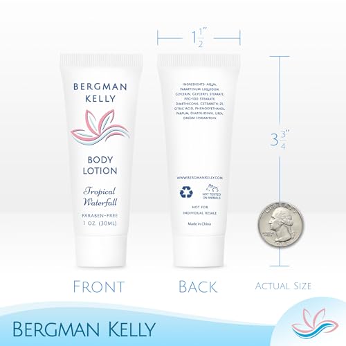 BERGMAN KELLY - Travel Size Lotion - 1 fl oz, 100 PK, Tropical Waterfall - Delight Your Guests w/Invigorating & Refreshing Body Lotion - Quality Mini & Small Size Guest Hotel Toiletries in Bulk