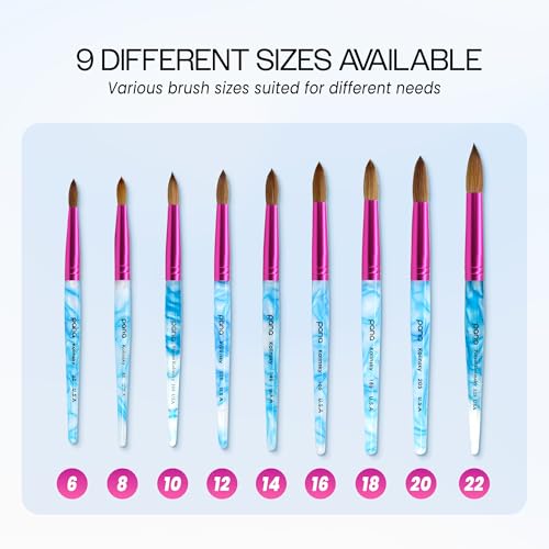 PANA Pure Kolinsky Hair Acrylic Nail Brush - Size 8 Round Nail Art Brush