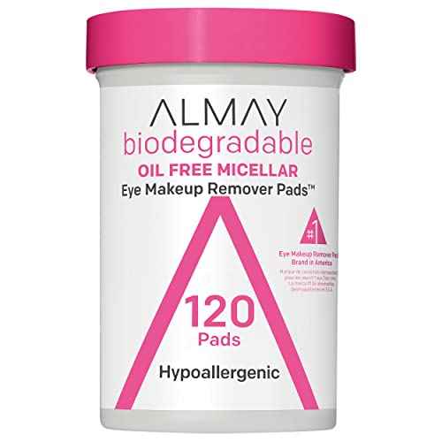 Almay Biodegradable Makeup Remover Pads, Micellar Gentle, Hypoallergenic, Fragrance-Free, Dermatologist & Ophthalmologist Tested, 120 Count