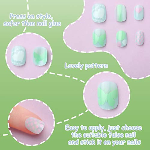 120 Pieces Kids Press On Nails - 5 Designs Full Cover