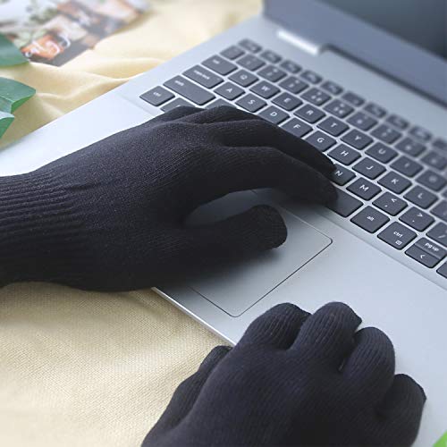 Evridwear Men's Touchscreen Cotton Moisturizing Gloves for Eczema - 6 Pairs