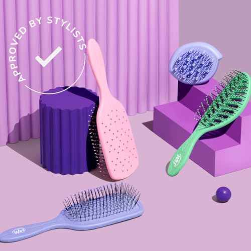 Wet Brush Go Green Mini Detangler, Purple - Detangling Travel Hair Brush - Ultra-Soft IntelliFlex Bristles Glide Through Tangles & Gently Loosens Knots While Minimizing Pain & Breakage (Pack of 2)