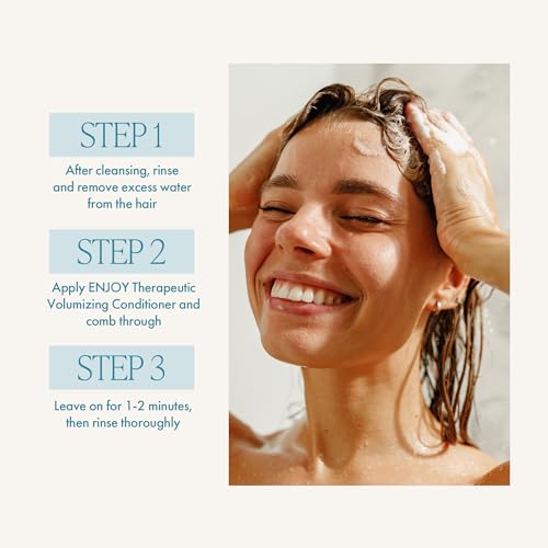 Enjoy Hair Care Therapeutic Volumizing Conditioner, 33.8 Fl Oz - Ph 4.5 - 5.5, For Damaged Hair, Hair Mask | Invigorates Scalp, Boosts Hair Volume, Stimulates Roots, pH 4.5?5.5 Balanced, Fuller Looking Hair, Aroma-Therapeutic