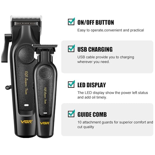 VGR 197&995 Professional Hair Clippers & Trimmer Set for Fade