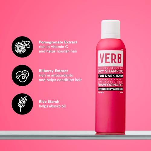VERB Dark Dry Shampoo Spray - Oil Absorbing Hair Refresh for Brunettes