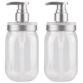 Qeuly 16oz Soap Dispenser, 2 Pack Plastic Pump Bottle Dispenser, Refillable Wide Mouth Jar Style Bathroom/Kitchen Containers for Shampoo, Conditioner, Body Wash, Lotion, Hand Soap & Dish Soap