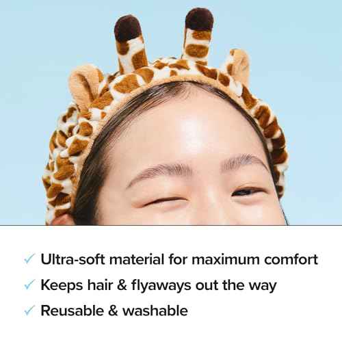 I DEW CARE Face Wash Headband - Giraffe Headband | Adorable Design, Perfect for Cleansing, Bath, Makeup and Spa, 100% Microfiber, Reusable, 1 Count