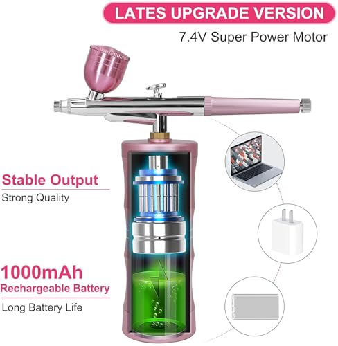 Cordless Airbrush Kit with Rechargeable Compressor for Nails