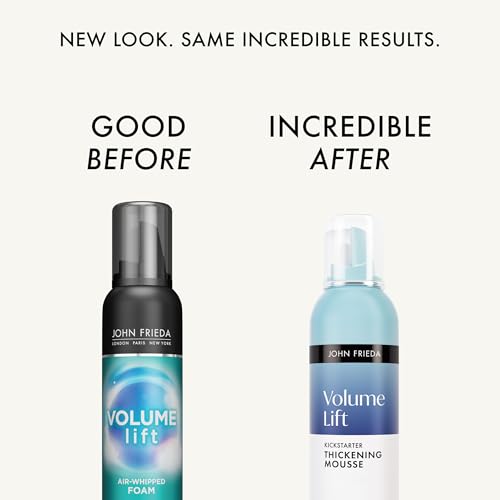 John Frieda Volume Lift Air Whipped Foam, Volumizing Hair Mousse with Air-Silk Technology for Fine or Flat Hair, Adds Lasting Body and Fullness with flexibile Hold, 7.5 Oz