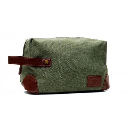 Vetelli Vintage Canvas Toiletry Bags, Travel In Style, Waterproof Canvas Dopp Kits, Durable (Marco) (Green)