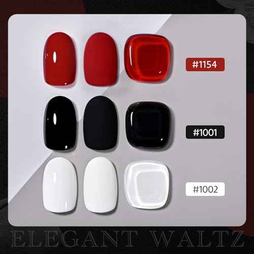 GAOY Gel Nail Polish Kit, 3 Colors 16ml White Red Black, Soak Off UV Gel Polish Set - Elegant Waltz