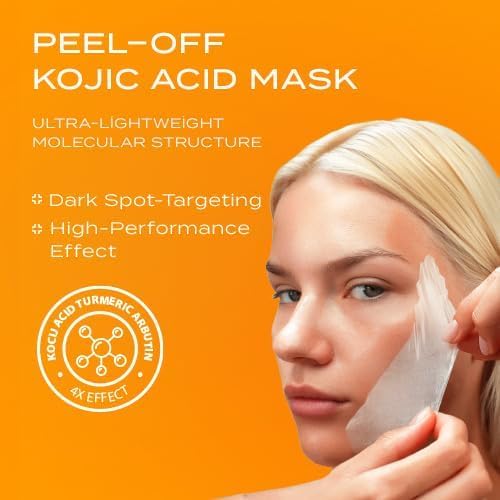 Vegan Kojic Acid & Turmeric Overnight Wrapping Mask ? Brightening Peel Off Face Mask for Dark Spots, Glow & Firming | Korean Skin Care Inspired Night Mask for Hyperpigmentation & Dull Skin,