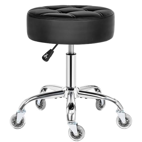 Heavy Duty Adjustable Rolling Stool with 450lb Capacity, Cushioned Seat