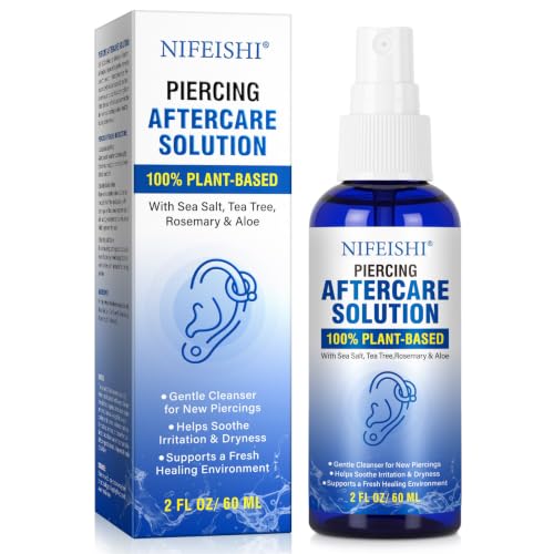 Gentle Saline Spray for Piercings - 2 Fl Oz Aftercare Cleaner
