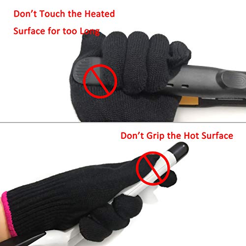 Pink Edge Heat Resistant Hair Styling Glove - Heatproof Up to 250°F, One Size, Black Variation