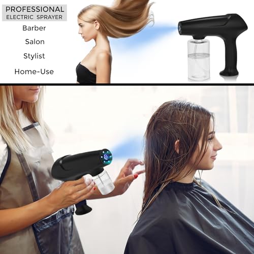 Barber Spray Bottle with Blue Light, Rechargeable Electrostatic Atomizer Sprayer, Nano Mist Sprayer for Stylist,Barber and Home Use