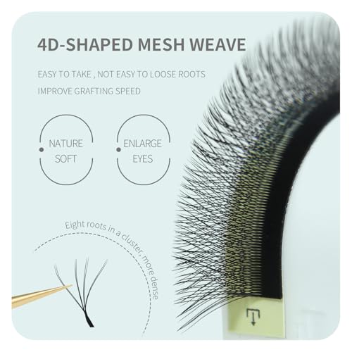 Double Tips 4D W Premade Fan Eyelash Extensions Volume Self Fanning False Lashes Faux Mink Matte Black Cluster Lash Extensions(0.07 D,8-15mm Mix)