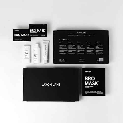 Mens Skin Care Kit 5 Piece Deluxe Facial Skincare Routine Gift Set, Anti Aging Korean Skin Care for Men: Enzyme Powder Face Wash, Moisturizer, SPF 50 Sunscreen, Bro Mask Sheet Masks, Under Eye Patches