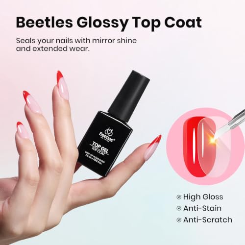 Beetles 2Pcs No Wipe Gel Top Coat and Base Coat Set - High Gloss Clear