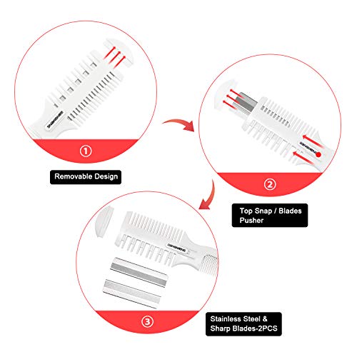 BANGMENG Hair Cutter Comb with 7 Double Edge Razor Blades