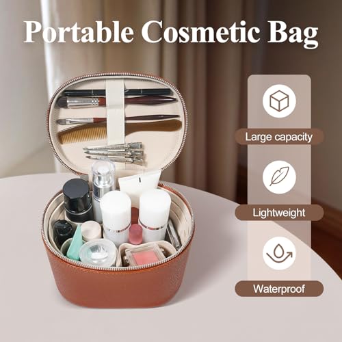 Honitty Makeup Organizer Bag with Compartments, 7.6x5.5x6in