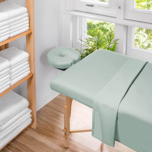 Saloniture Seafoam Green Microfiber Massage Table Sheet Set - Fitted & Flat Sheets with Face Cradle Cover