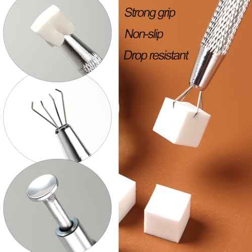 100Pcs/Box Nail Art Sponge for Ombre,Soft Nail Sponges with Grabbing Pen,Gradient Effect Painting Gel Halo Dyeing Tool Brush,Round Glass Palette Mixing Rod for Blooming Nails, Aura Nail,Manicure Salon