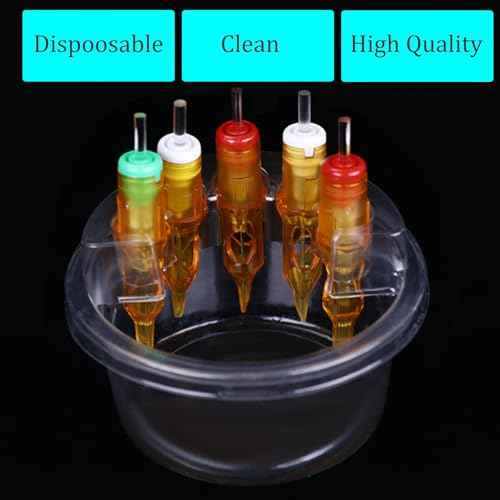 20PCS Disposable Tattoo Cartridge Cup Holder Plastic Tattoo Cartridge Tray For Tattoo Inks Needle Holder Placement Rack Disposable Plastic Cup Working Cup Cleaning Cup