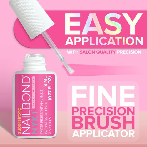 NYK1 Clear Super Strong Nail Glue 8ml for Press On Nails, Tips & Acrylics