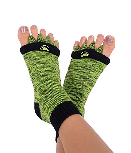 The Original My-Happy Feet Foot Alignment Socks with Toe Separators – Medium, Green & Black