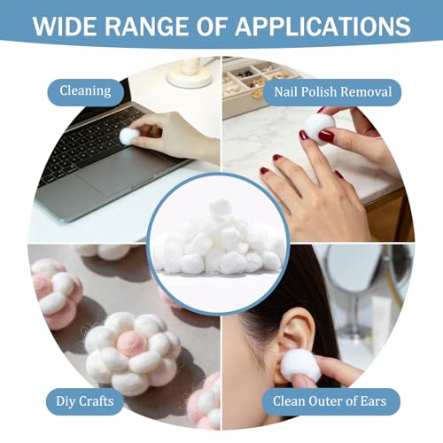 SilkGleam Large Cotton Balls Bulk Pack - 2000 Count Hypoallergenic Cotton