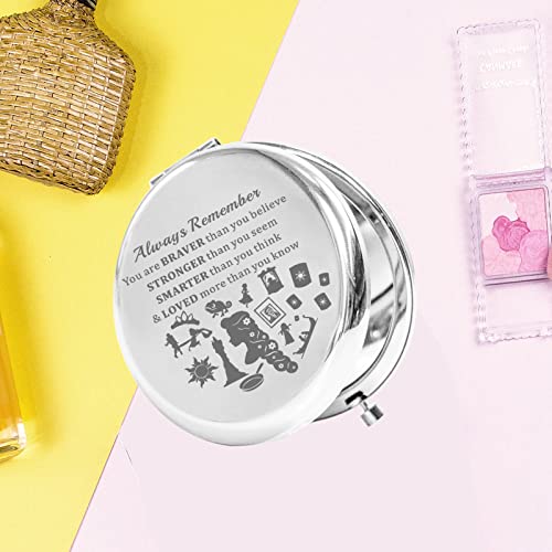 KEYCHIN Princess Sun Pocket Mirror Fairytale Fans Gift You are Braver Stronger Than You Think Compact Makeup Mirror (Rapunzel-S)