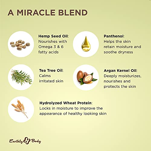 Earthly Body Miracle Oil Shave Cream - Helps Reduce Nicks, Small Cuts & Skin Irritation - With Tea Tree, Hemp Seed & Argan Oils - 100% Vegan, Cruelty Free