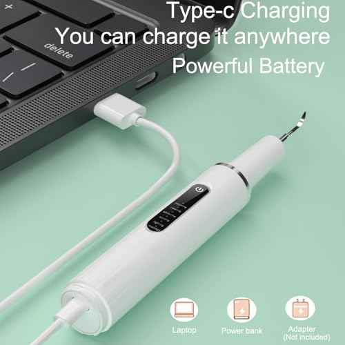 Professional Plaque Remover for Teeth, Teeth Cleaner Tool with Intelligent and Secure Sensor Technology, 4 Replaceable Heads 5 Modes, OLED Light & Oral Mirror, Rechargeable Teeth Cleaning Kit For Home
