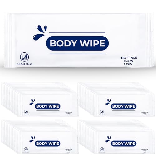 200pcs Body Wet Wipes Individually Wrapped, Wet Wipe with Aloe, Hand Wipe for Travel Gym Camping, Adults Bathing No Rinse