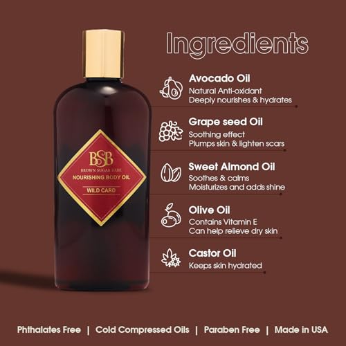 Brown Sugar Babe Wild Card Body Oil, Nourishing Oil for Women with Jasmine Perfume Oil and Cedar, Scented Skin Care, Paraben Free, Body-Oil Perfume, Phthalates Free, Made in USA