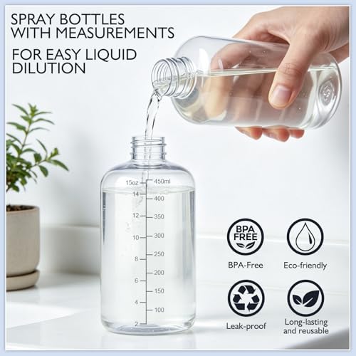 360° Spray Bottles 2 Pack 10oz - Upside Down Fine Mist Nozzle