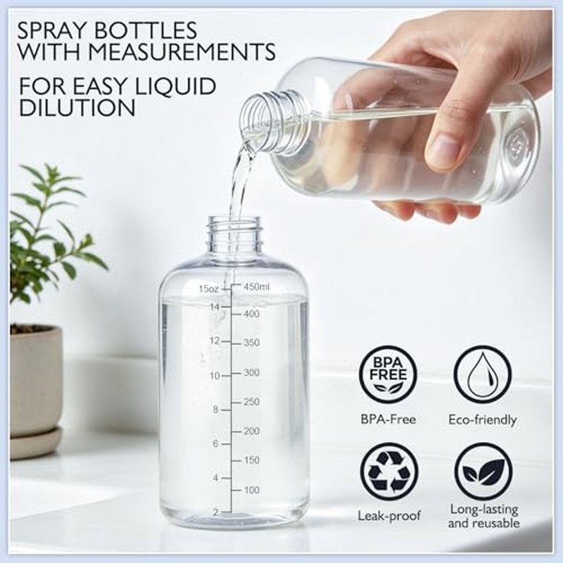 Gungtien 10oz Spray Bottles 2-Pack - Adjustable Nozzle & 360° Design