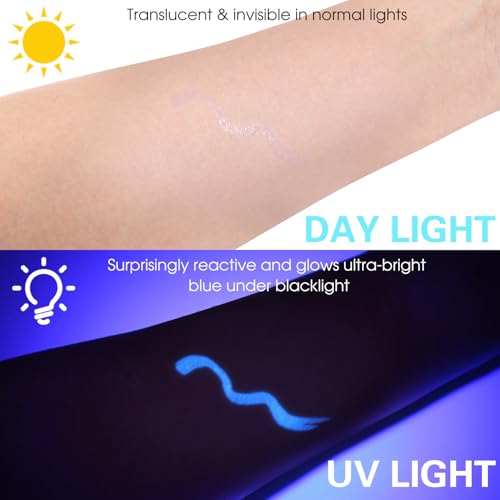 BOBISUKA Clear UV Neon Glow Eyeliner Pen, Invisible Ink White Eye Liner Pen, Waterproof Smudge-proof Graphic Liners, Eye Makeup Kit for Rave Accessories Party