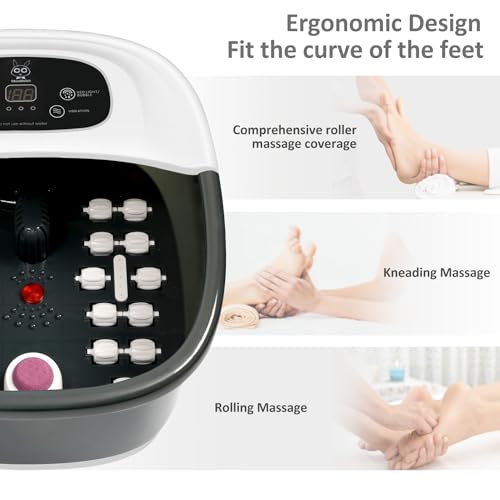 Foot Spa Bath Massager with Heat, Bubbles & Vibration - Black