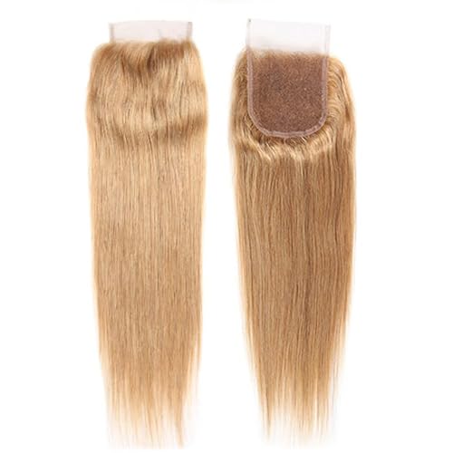 Isufer 8 Inch Honey Blonde #27 Lace Front Closure Pre Plucked Brazilian Virgin Hair Straight