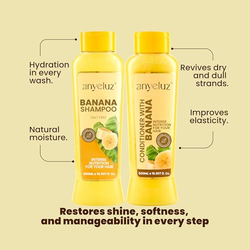ANYELUZ Banana Shampoo & Conditioner Set for Dry Hair - 2 Pack
