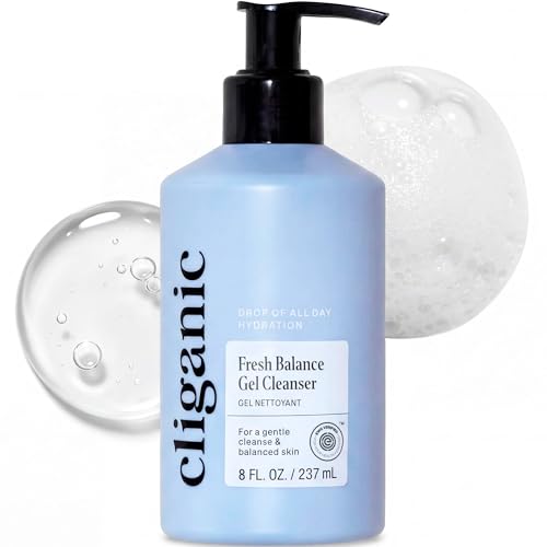 Cliganic Hydrating Facial Gel Cleanser with Triple Botanical Complex¢ç ? Clean Gentle Face Wash with Jojoba, Rosehip Argan Oils Removes Makeup Impurities Aloe Vera Glycerin for Balanced Glowing Skin
