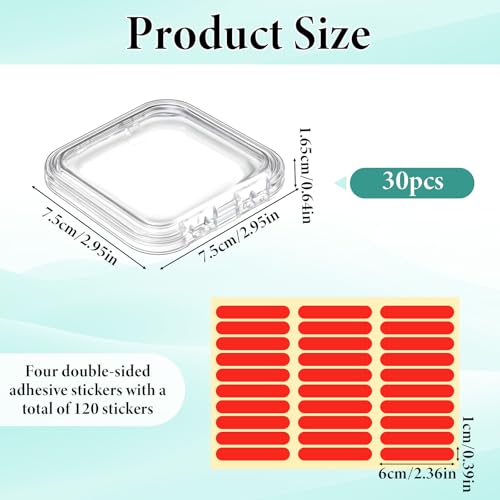30pcs Press on Nail Case, Nail Storage Box Clear Acrylic Nails Display Box Packaging Fake Nails Storage Case with 90 Pcs Adhesive Double Sided Tape for Fake Nail-Storages,Display-/2.95*2.95inch