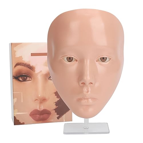 3D Reusable Makeup Practice Mannequin Face, Silicone Full Face for Eyelash and Eye Shadow Practice, Ideal for Emerging Makeup Artists and Girl's Gift (Skin)
