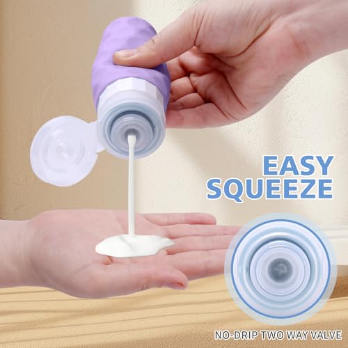 Silevoler TSA Approved Travel Bottles Set - 4 Pack, 3oz Silicone Toiletry Containers with Leak-Proof Design