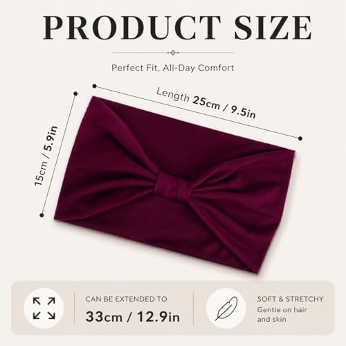 8-Pack Wide Boho Headbands for Women - Non-Slip Elastic